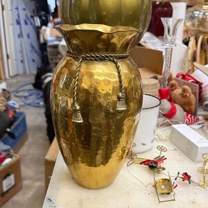 Elegant Brass RL Hammered Vase